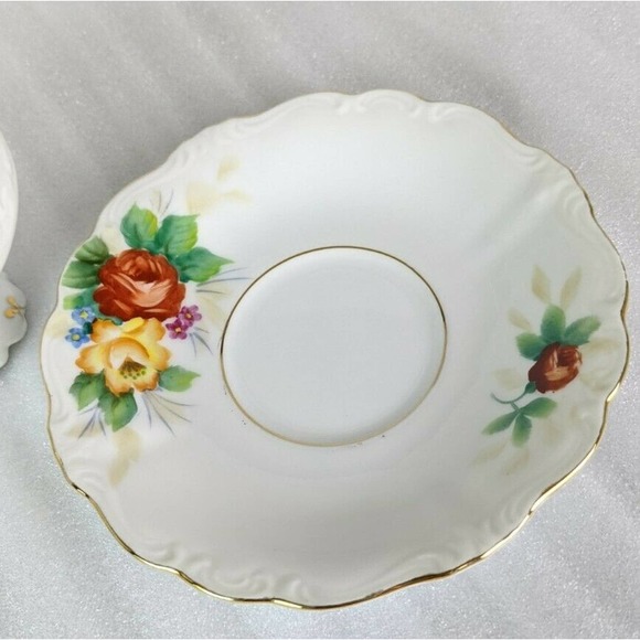 Ohata China Occupied Japan Floral Tea Cup & Saucer Set Red Yellow Gold - Picture 6 of 10
